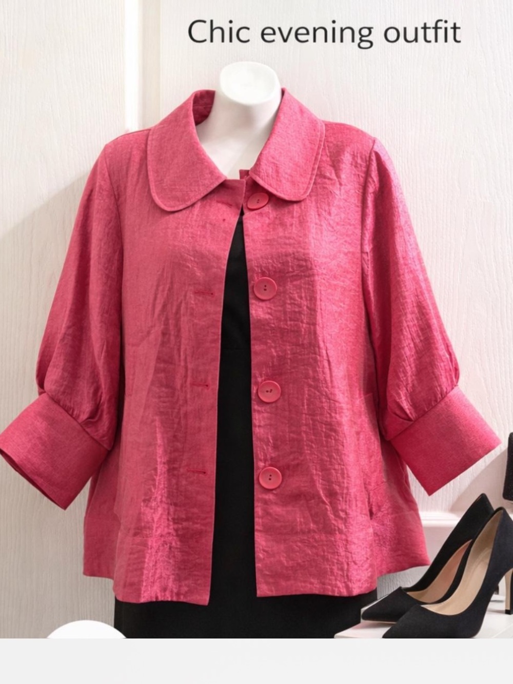 Damee Shimmer Cocktail Jacket – Women’s Polyester Evening Jacket – Pink/Fuchsia